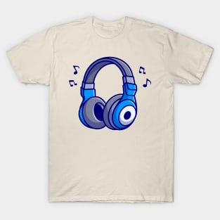 Headphones With Notes Cartoon T-Shirt